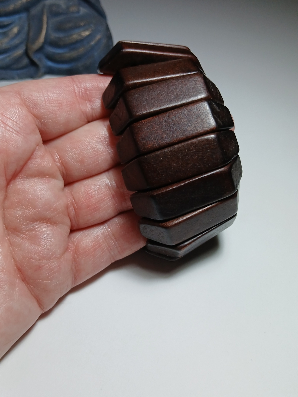Brown Wooden Link Stretch Bracelet